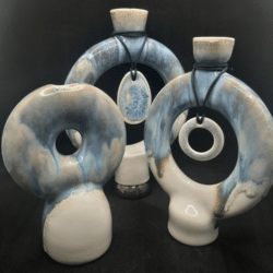 Porcelain donut vases by JAE Ceramics. An exhibitor at Craftworks.