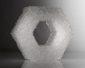 Glass hexagon by Kira Phoenix Kinan. An exhibitor at Craftworks.