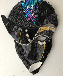 African mask by Qemamu Mosaics. An exhibitor at Craftworks.