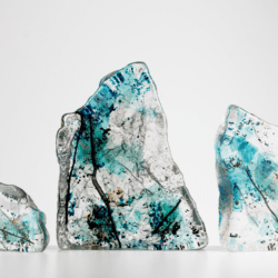 Sand cast rock in various sizes by Elin Isaksson Glass. An exhibitor at Craftworks.
