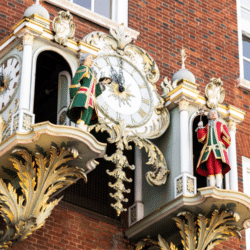 Clock on the exterior of Fortnum and Mason a sponsor of Craftworks.