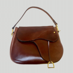 A premium brown leather bag by The Saddle Lady, an exhibitor at Craftworks.