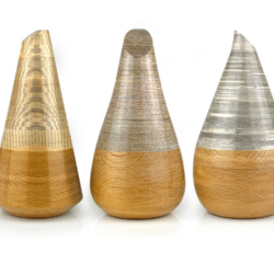 Three wooden Sculptures by Hannah Lane. An exhibitor at Craftworks as part of the Design-Nation campaign.