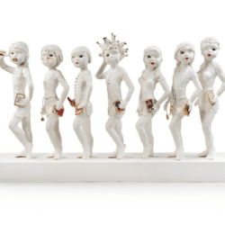 Porcelain figurines by Jemma Gowland. An exhibitor at Craftworks. Jemma Gowland is represented at Craftworks by Design-Nation.