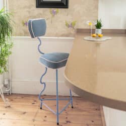 Grey bar stool at breakfast bar by Fox & Furb. An exhibitor at Craftworks