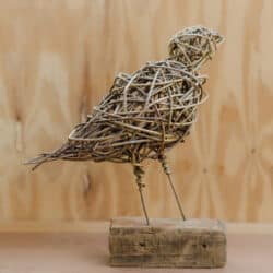 Willow Bird sculpture by Julie Livesey At Pip Cottage. An exhibitor at Craftworks.