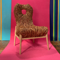 A willow chair made by a member of Green Grads, An exhibitor at CraftWorks